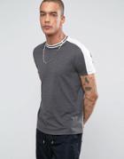 Asos T-shirt With Contrast Sleeve Panels In Gray - Gray