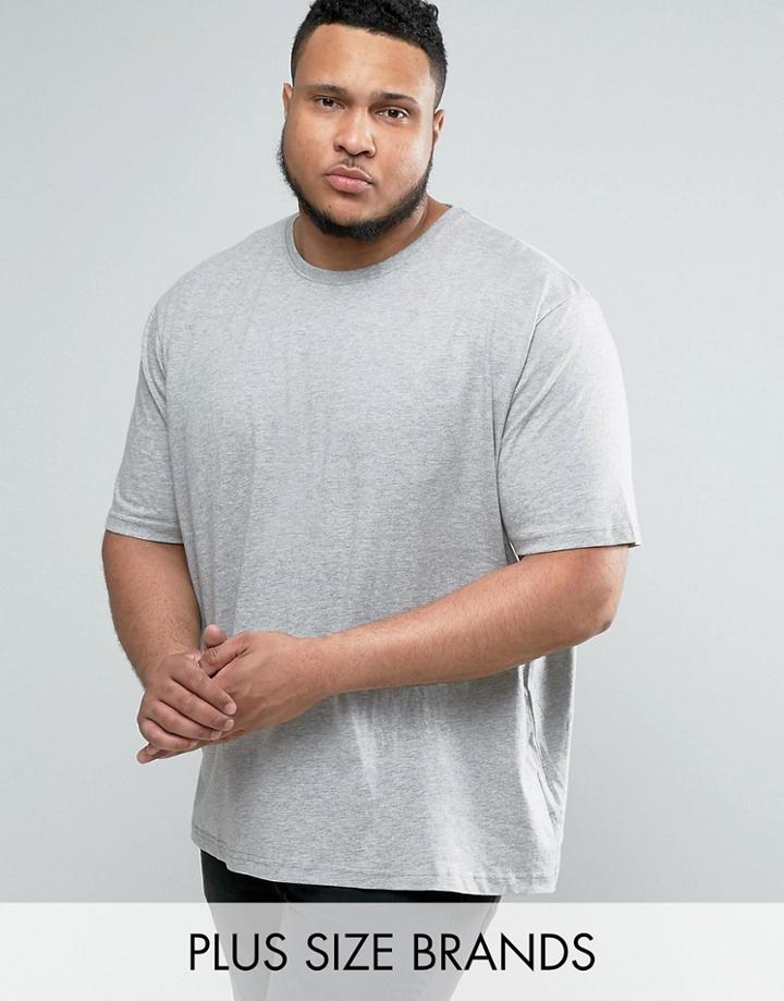 Jacamo Plus T-shirt With Crew Neck In Gray Marl - Gray