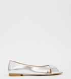 Asos Design Wide Fit Leadership Peeptoe Ballet Flats - Silver