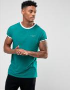 Illusive London T-shirt In Teal With Taping - Green