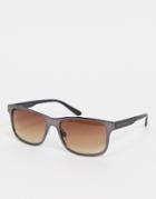 French Connection Retro Style Square Lens Sunglasses-grey