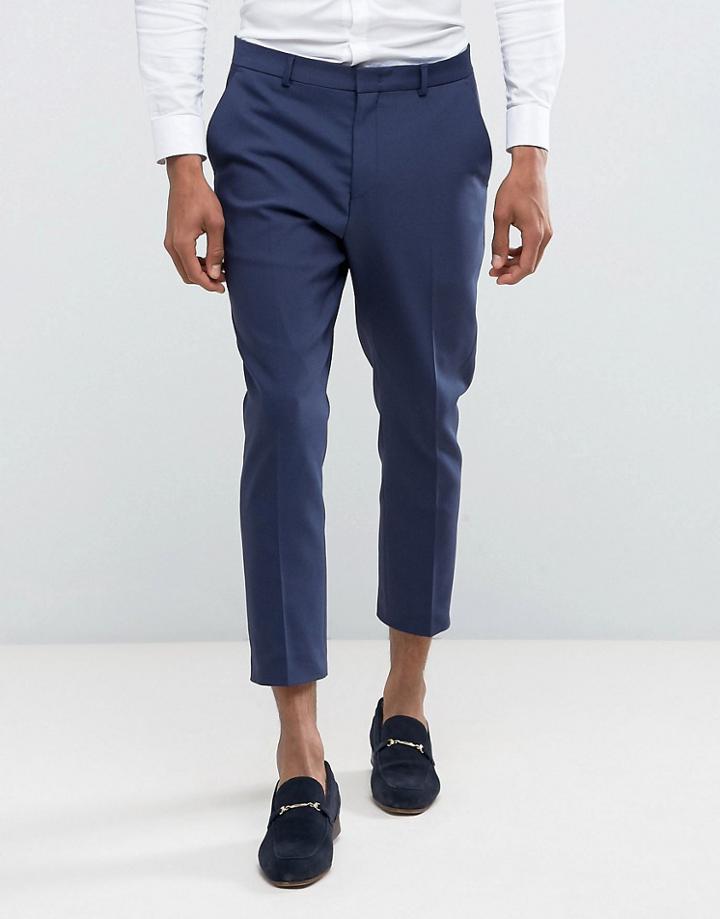 Asos Wedding Tapered Suit Trouser In Navy - Navy