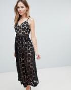 Oh My Love Applique Cami Midi Dress - Black