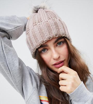 Stitch & Pieces Blush Pom Beanie - Pink