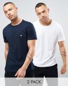 Emporio Armani 2 Pack T-shirts In Regular Fit - Navy
