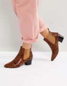 Raid Wendy Faux Snake Heeled Ankle Boots - Tan