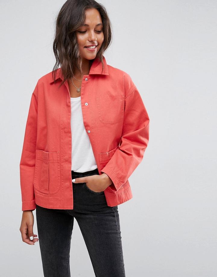 Asos Washed Cotton Jacket - Red