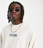Reclaimed Vintage Inspired Sweatshirt In Ecru With Blue Logo Embroidery-white