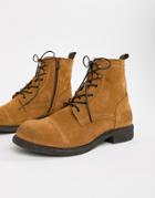 Selected Homme Suede Lace Up Boot - Beige