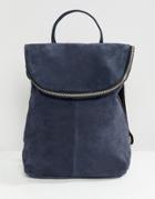 Asos Design Suede Mini Foldover Backpack - Navy