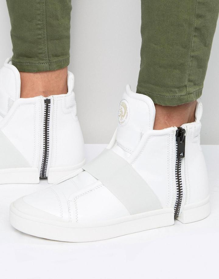 Diesel Nentish Hi Top Strap Sneakers - White