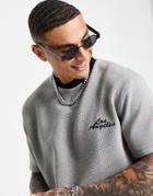 Asos Design Relaxed T-shirt In Check With Chest Los Angeles Text Embroidery-multi
