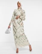 Asos Design Lattice Embellished Maxi Dress-multi