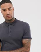 Asos Design Organic Muscle Fit Jersey Polo In Washed Black