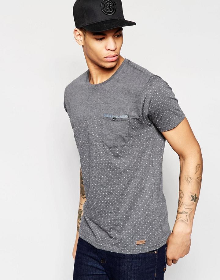 Brave Soul T-shirt In Sleeve Dot Print - Gray