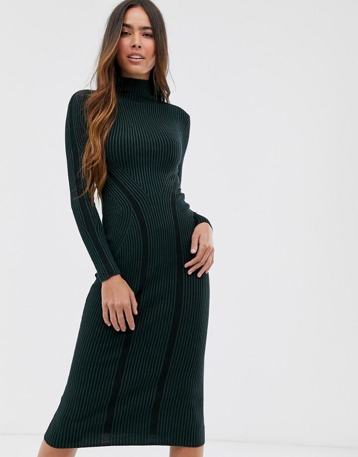French Connection Long Collumn Knited Bodycon Midi Dress