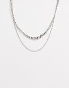 Designb London Exclusive Multipack Two Single Chunky And Fine Silver Necklaces