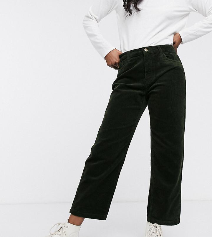 Only Wide Leg Cord Pants In Green