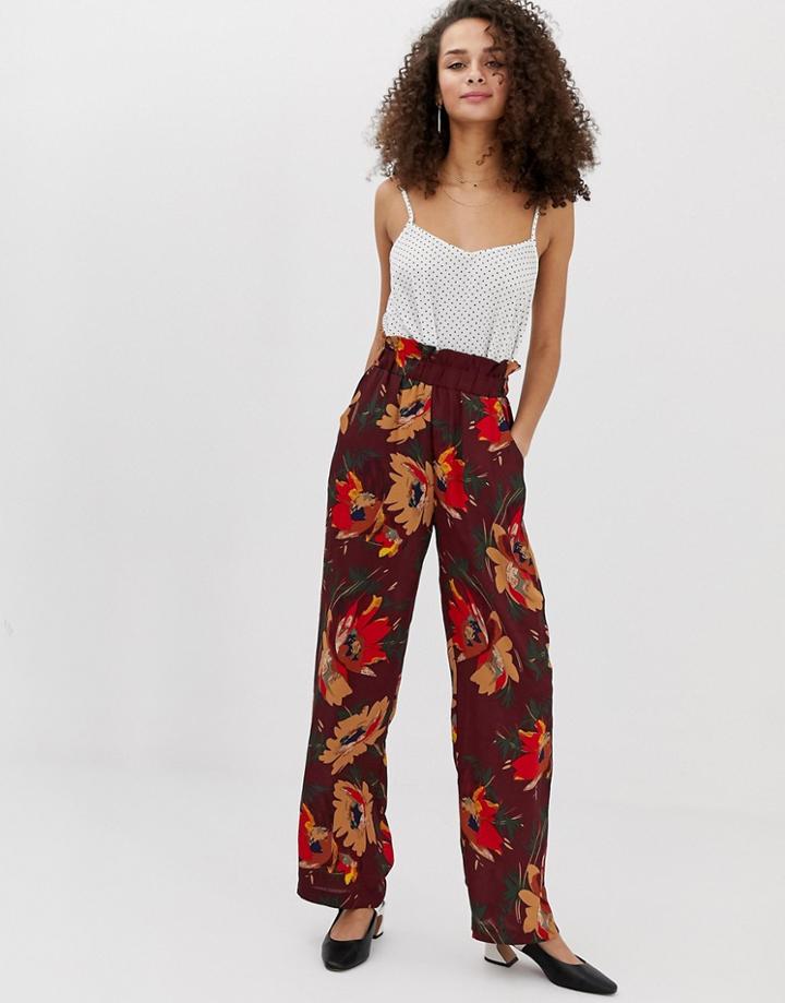Brave Soul Tara Pants In Floral Print - Red