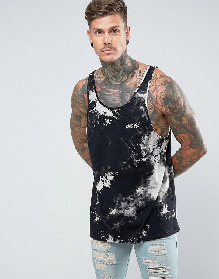 Roadies Of 66 Oversized Tank In Tie Dye - Gray