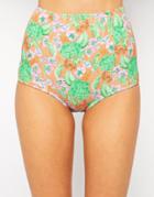 Asos Fuller Bust Textured Floral High Waist Bikini Bottom - Multi