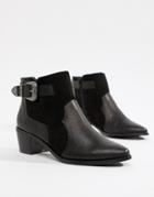 Miss Selfridge Exclusive Western Ankle Boot In Black - Black