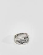 Icon Brand Premium Feather Ring In Antique Silver - Silver