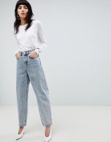 Selected High Waist Volume Mom Jean - Blue