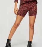 Miss Selfridge Petite Legging Shorts In Red Leopard Print-black