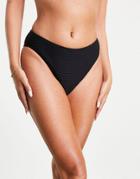 Na-kd Ribbed High Waist Bikini Bottoms In Black