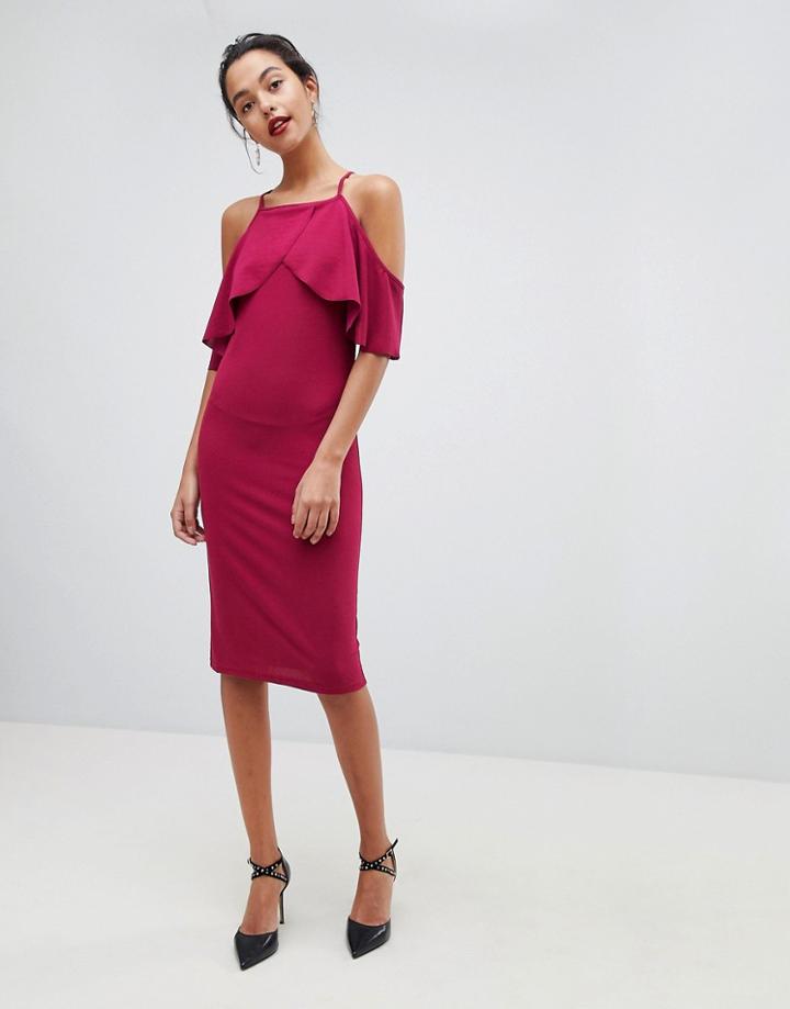 Ax Paris Cross Front Overlay Pencil Dress-purple
