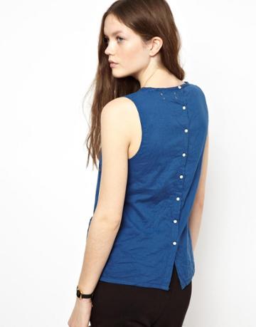 Chinti & Parker Voile Button Back Top With Pocket Detail
