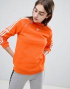 Adidas Originals Three Stripe Sweatshirt In Orange - Orange