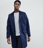 Noak Cotton Duster Coat In Navy - Navy