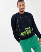 Love Moschino Embroidered Box Logo Sweater - Navy