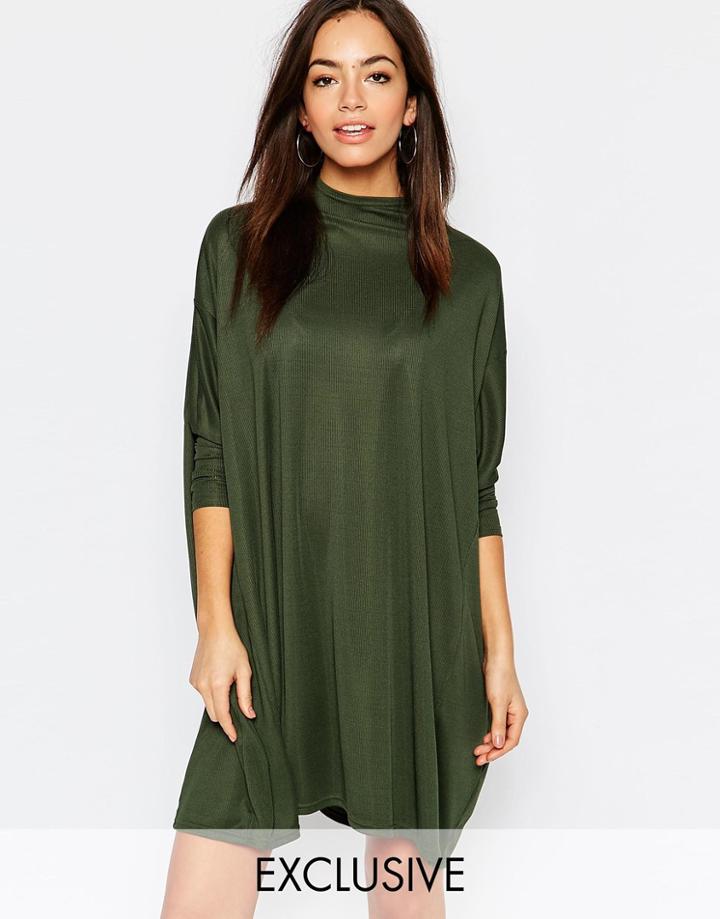 Daisy Street Oversized Cape Dress - Khaki