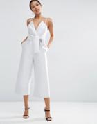 Asos Occasion Bonded Satin Jumpsuit - Silver