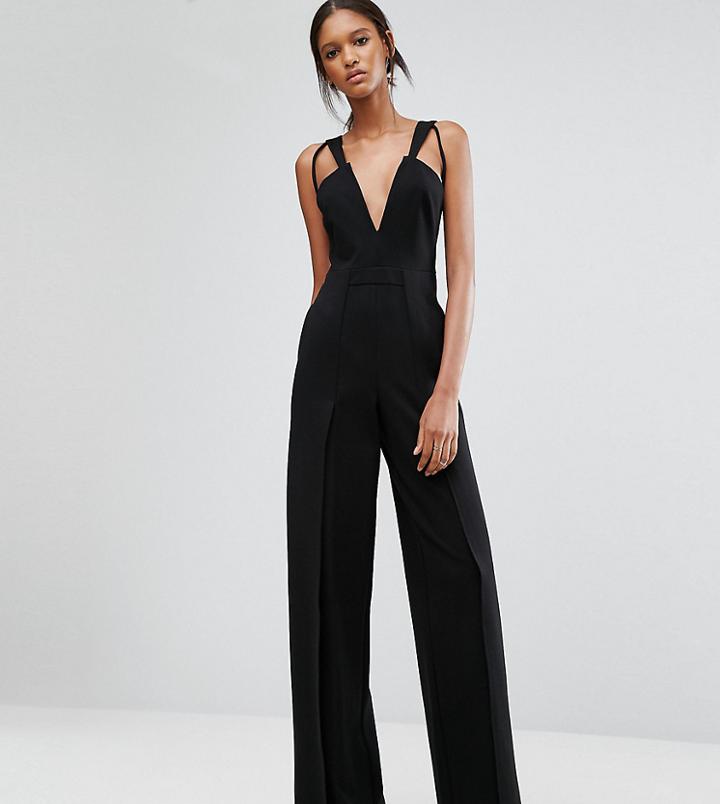 Ttya Black Wachira Sleeveless Plunge Front Jumpsuit With Cutout Front Detail - Black