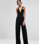 Ttya Black Wachira Sleeveless Plunge Front Jumpsuit With Cutout Front Detail - Black