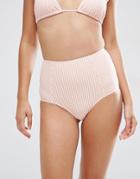 Asos Mix And Match Seersucker Stripe High Waist Bikini Bottom - Multi