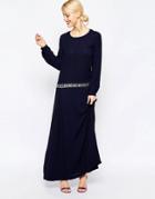 Love Moschino Embellished Waist Maxi Dress - Navy