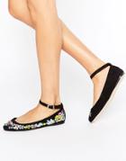 Asos Lilo Embroidered Ballets - Black