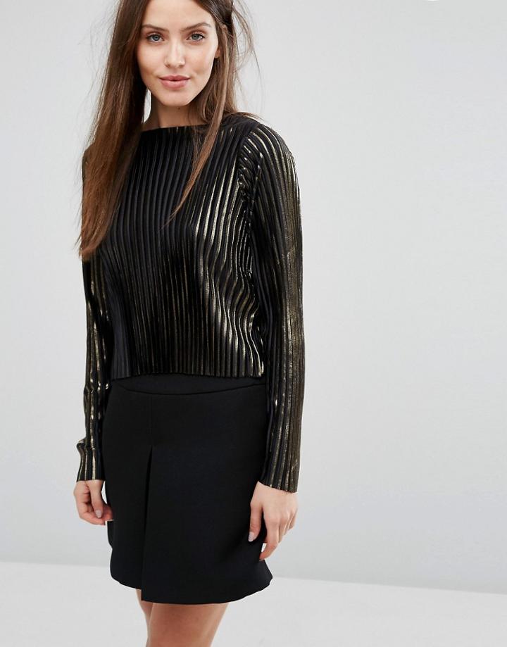Vero Moda Metallic Pleat Crop Top - Multi