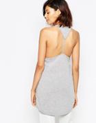 Good Vibes Bad Daze Tank Top With Cut Out Back - Gray