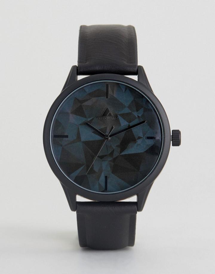 Asos Watch With Geometric Monochrome Print Face - Black