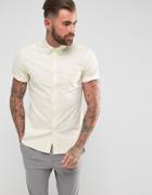 Asos Casual Slim Oxford Shirt With Stretch In Pale Yellow - Yellow
