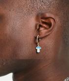 Asos Design Hoop Earrings With Enamel Blue Mushrooms In Gold Tone