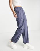 Weekday Cleo Recycled Tailored Straight Leg Sweatpants In Dusty Blue-blues