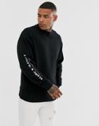 Asos Design Oversized Sweatshirt With Co-ordinates Sleeve Print - Black