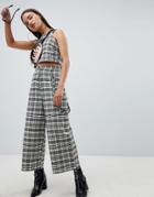 The Ragged Priest Cropped Wide Leg Pants In Check - Multi
